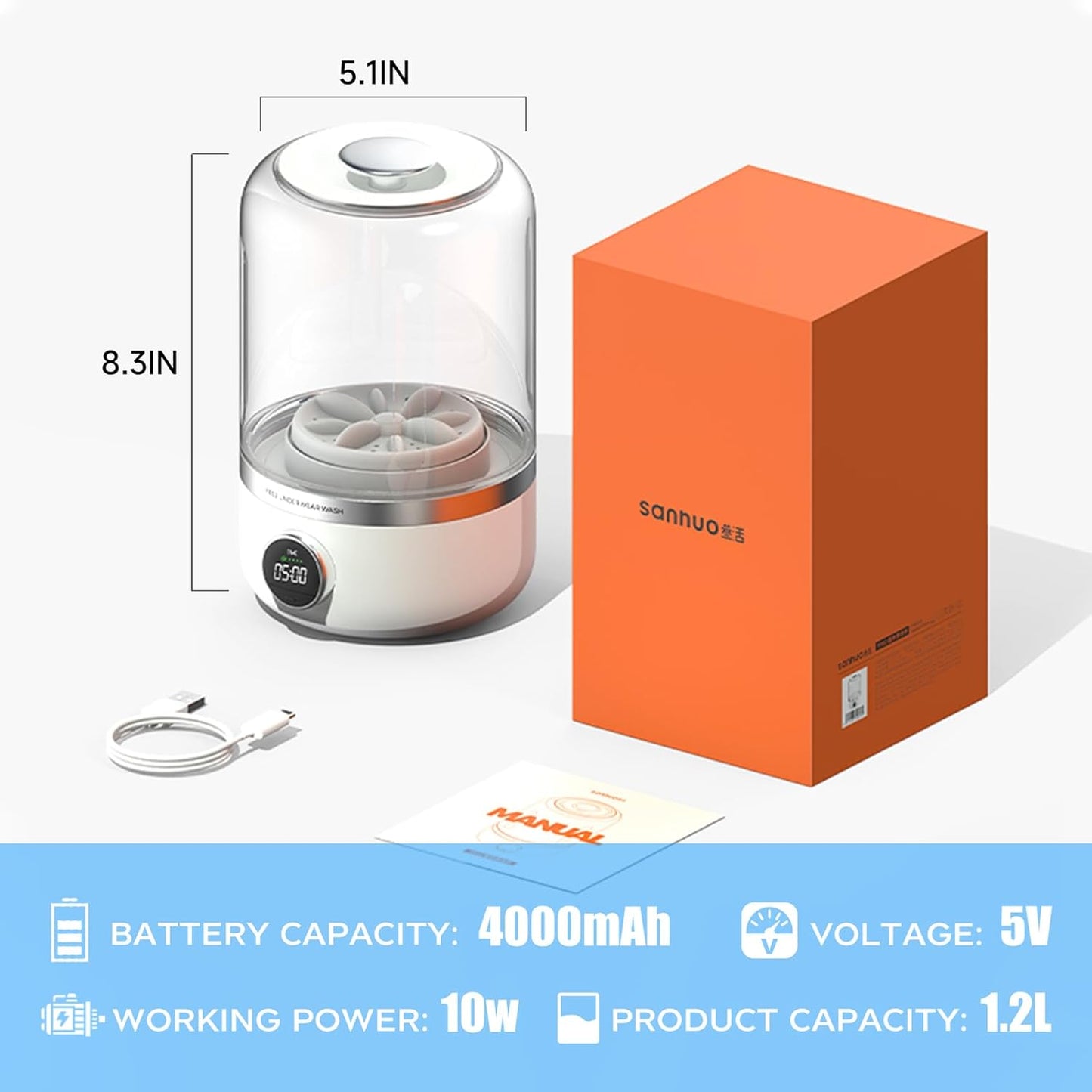 Machine à laver sans fil portable – Seau à linge compact pour sous-vêtements et chaussettes